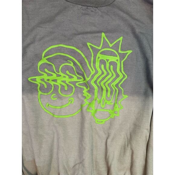 Rick and Morty Warped Faces Gray Pullover Sweater Unisex Long Sleeve Crewneck - Picture 3 of 7